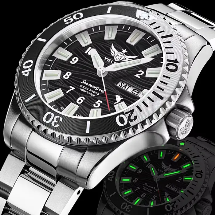 Montre de plongée Yelang V1217 Quartz résistante à l'eau 300m avec mouvement VS43 luminescent pour homme occasions spéciales探险时佩戴的雅兰V1217石英防水300米带VS43机芯夜光手表男士特别场合