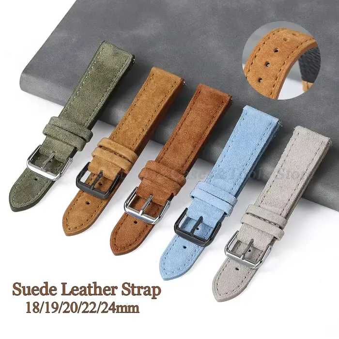 Bracelet de montre en cuir suédé véritable