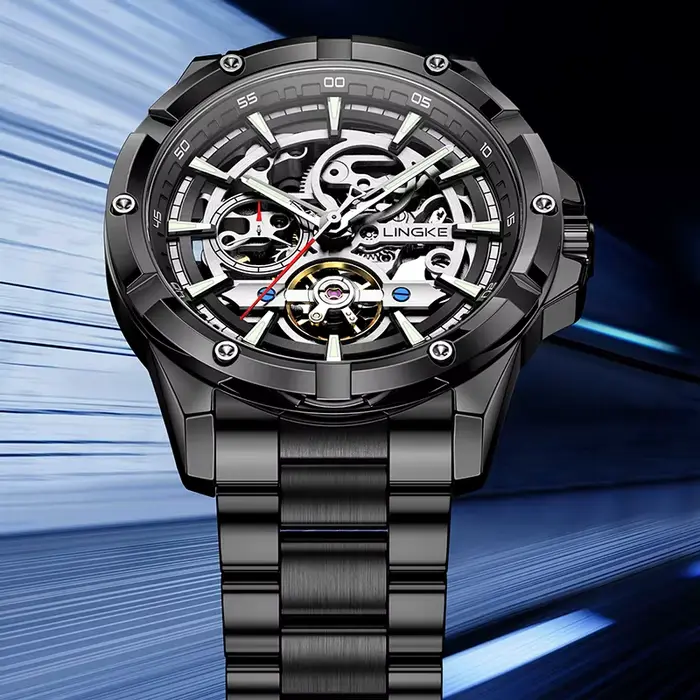 Montre automatique homme style fashion casual acier inoxydable résistante à l'eau occassions professionnelles et décontractées