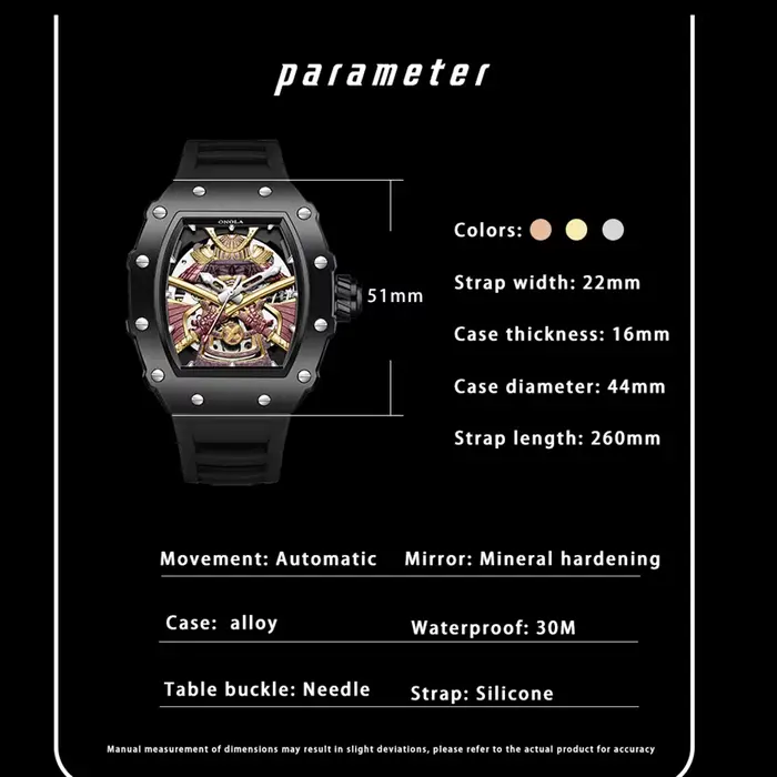 ONOLA luxe hommes automatique montre mécanique