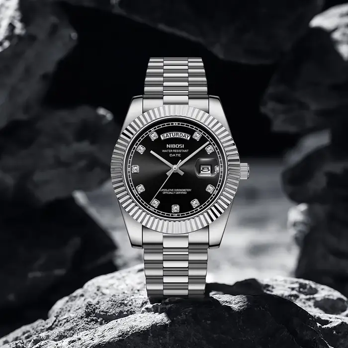 NIBOSI hommes montres haut de gamme de luxe or diamants montre classique