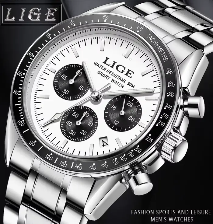 Montre à quartz étanche en acier inoxydable pour homme