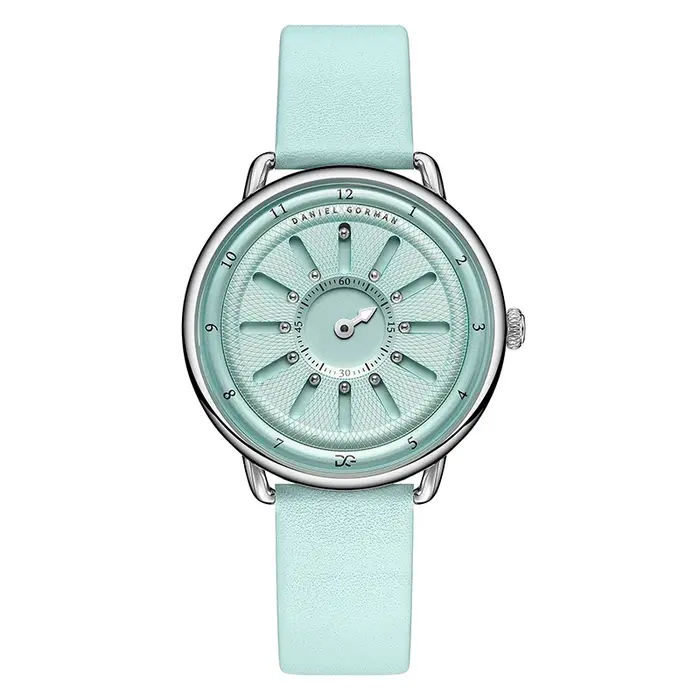 Montre analogique à billes magnétiques - Bracelet en cuir véritable et design de pointeur unique