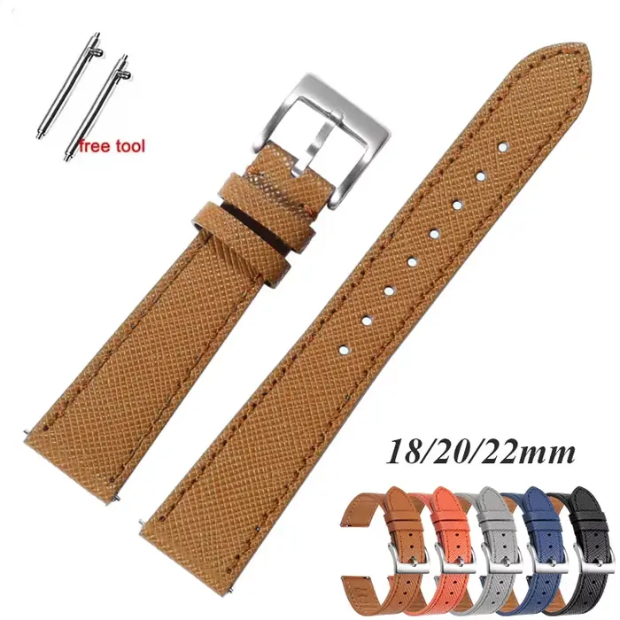Bracelet de montre en cuir cousu vintage pour hommes