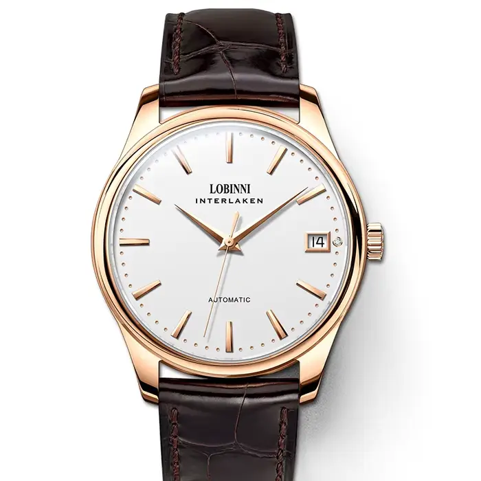 LOBINNI mode femmes montre-bracelet 50 m bracelet en cuir résistant à l'eau montres automatiques de 