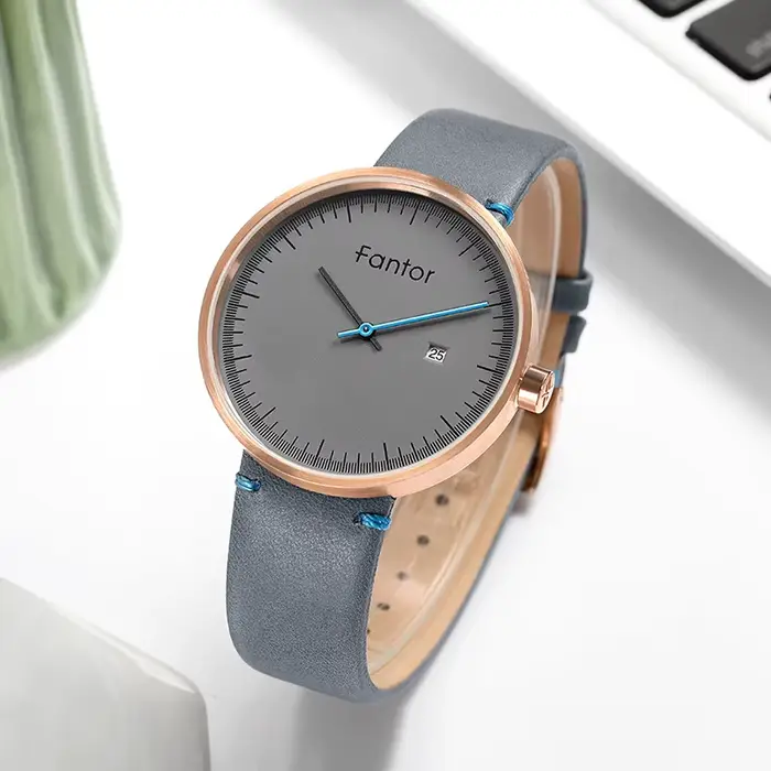 Montre Fantor à Quartz Homme Résistante à L'eau Bracelet en Cuir Occasions Spéciales