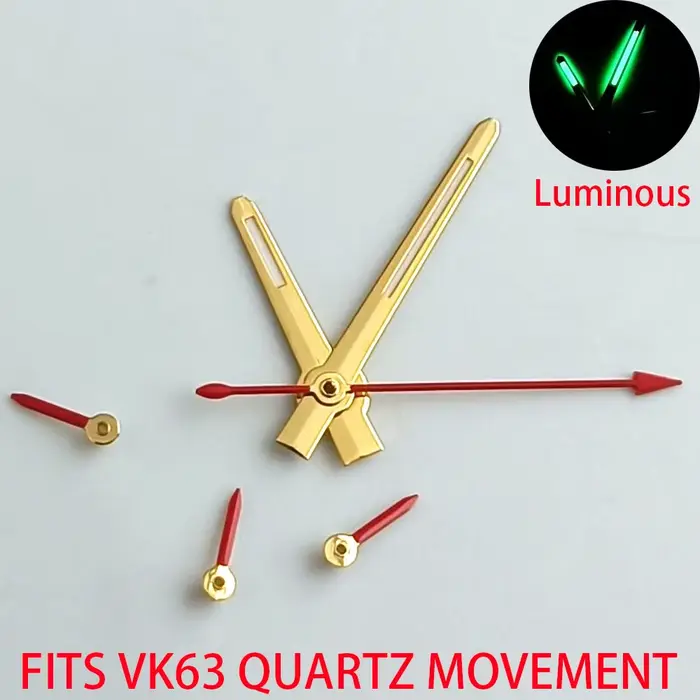 Aiguilles de montre à quartz VK63 VK63A avec éclat vert lumineux pour mouvements à quartz VK63 VK63A occasions spéciales