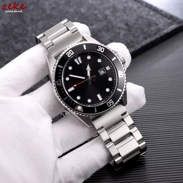 Bracelet noir argenté pour Seiko