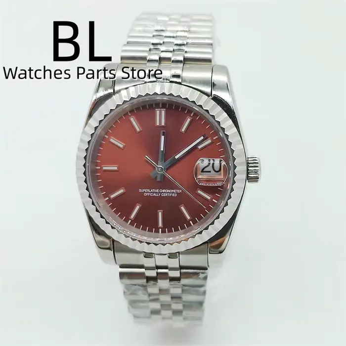 BLIGER-Montre Mécanique existent de Luxe pour Homme, Cadran Marron C3, Saphir Shoous Cannelé, NH35A,