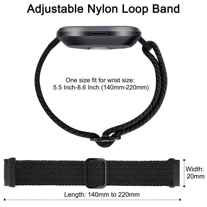 Bracelet à boucle Solo tressé pour Fitbit Versa 3 4
