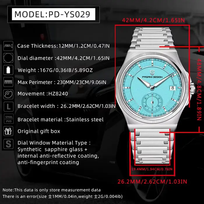 Montre Pagani Design PD-YS029 Automatique Luxe Résistante à L'eau 100m Femme Homme Occasions Spéciales
