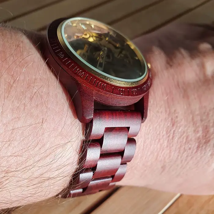 Montre mécanique automatique en bois pour homme