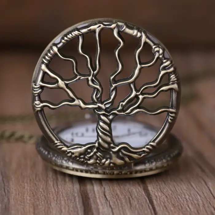 Montre de poche arbre de vie en Bronze pour hommes et femmes