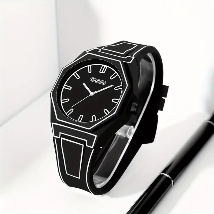 Montre-bracelet à quartz de style Preppy - Cadran rond