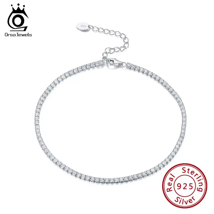 ORSA JEWELS Chaîne de cheville réglable en argent S925 de 2 mm
