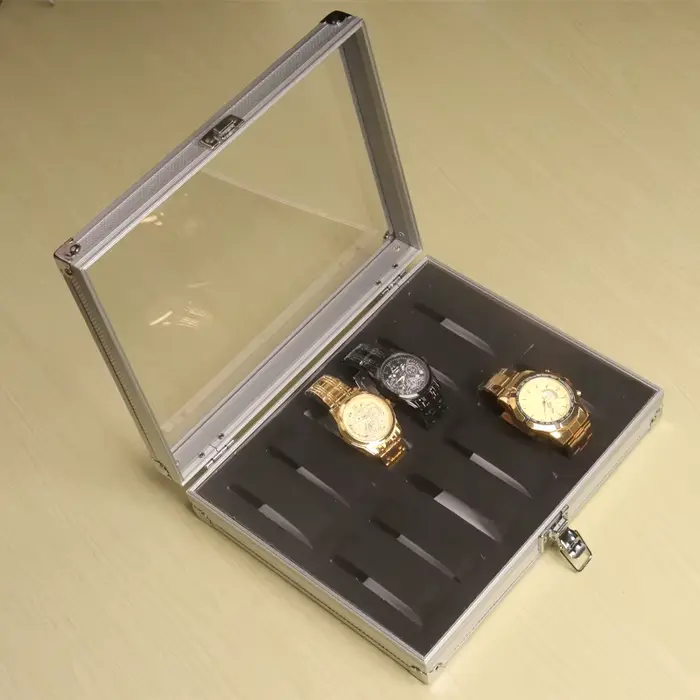 Boîte de rangement pour montres en aluminium