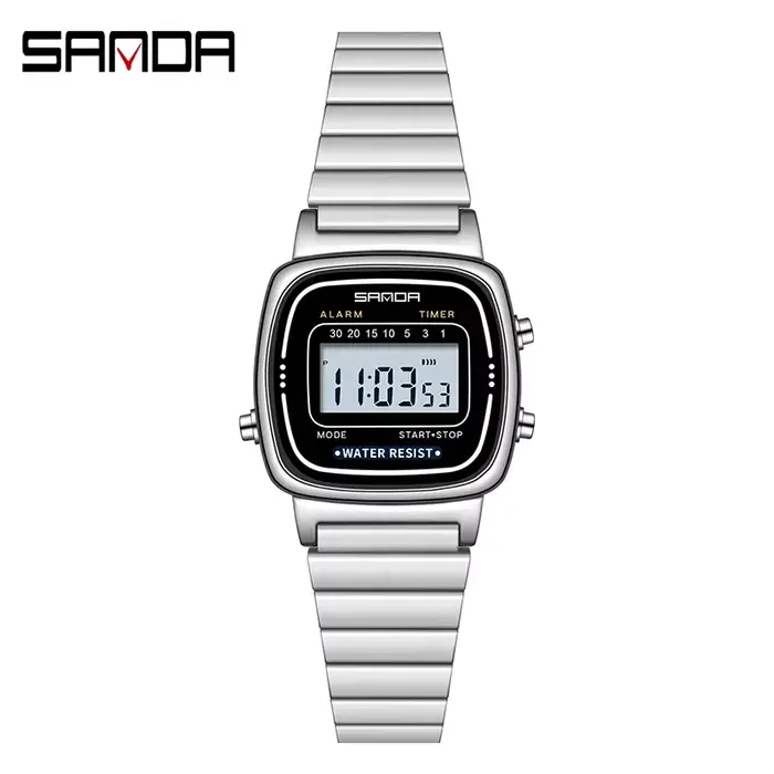 SANDA 6053 montre numérique de luxe pour femmes élégant étanche sport LED affichage