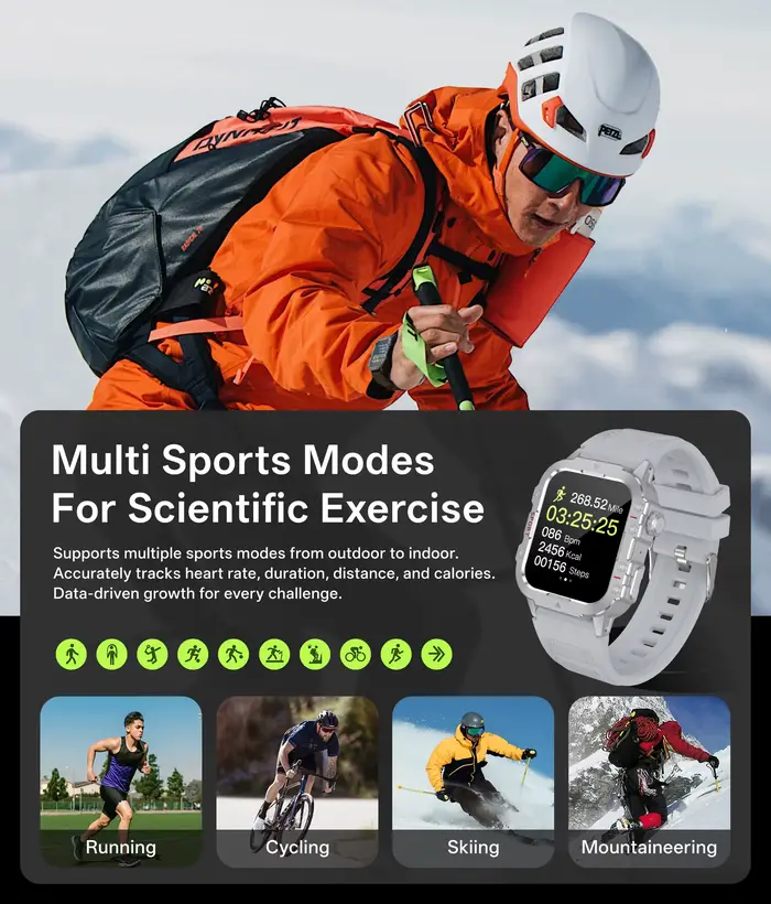 Montre connectée militaire COTAUL avec GPS, suivi sportif et santé, rappel d'appel et message, cadrans personnalisables pour hommes occassions spéciales