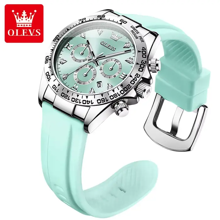 Montre OLEVS élégante pour femmes résistante à l'eau avec bracelet en silicone quartz pour diverses occasions et styles