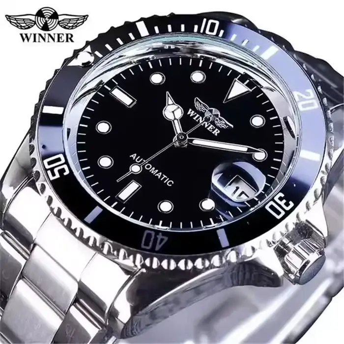 WINNER 002 montre-bracelet mécanique automatique pour hommes aiguilles lumineuses Date mode acier in