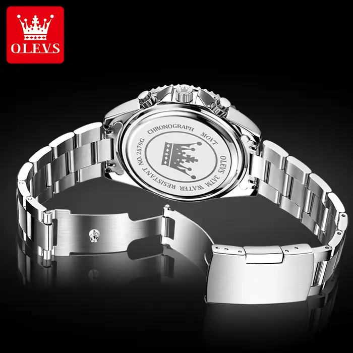 OLEVS 2870 montres pour hommes phase de lune calendrier en acier chronographe montre à Quartz originale grand cadran