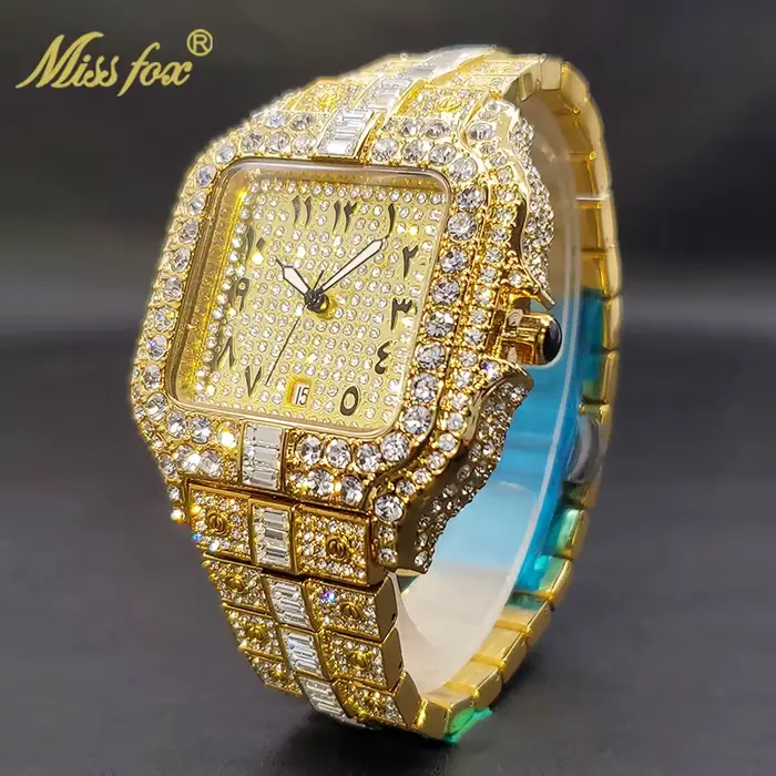 Montre à Quartz pour hommes en diamant avec Date automatique montres-bracelets étanches pour hommes