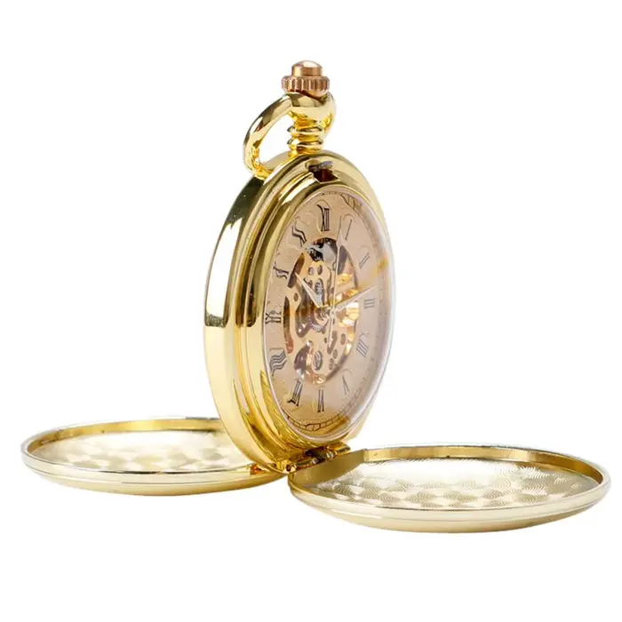 Montre à gousset — Montre de poche squelette lisse couleur or