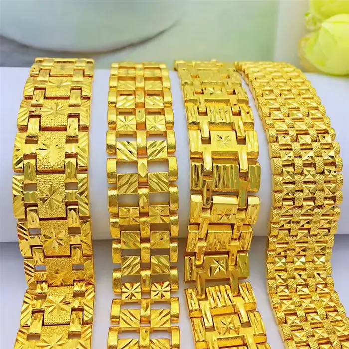 Bracelet en laiton plaqué or pour hommes