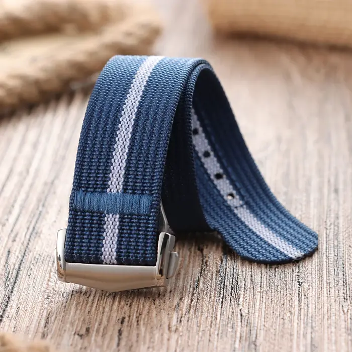 Fermoir déployant en Nylon 20mm 22mm bracelet de montre Premium côtelé