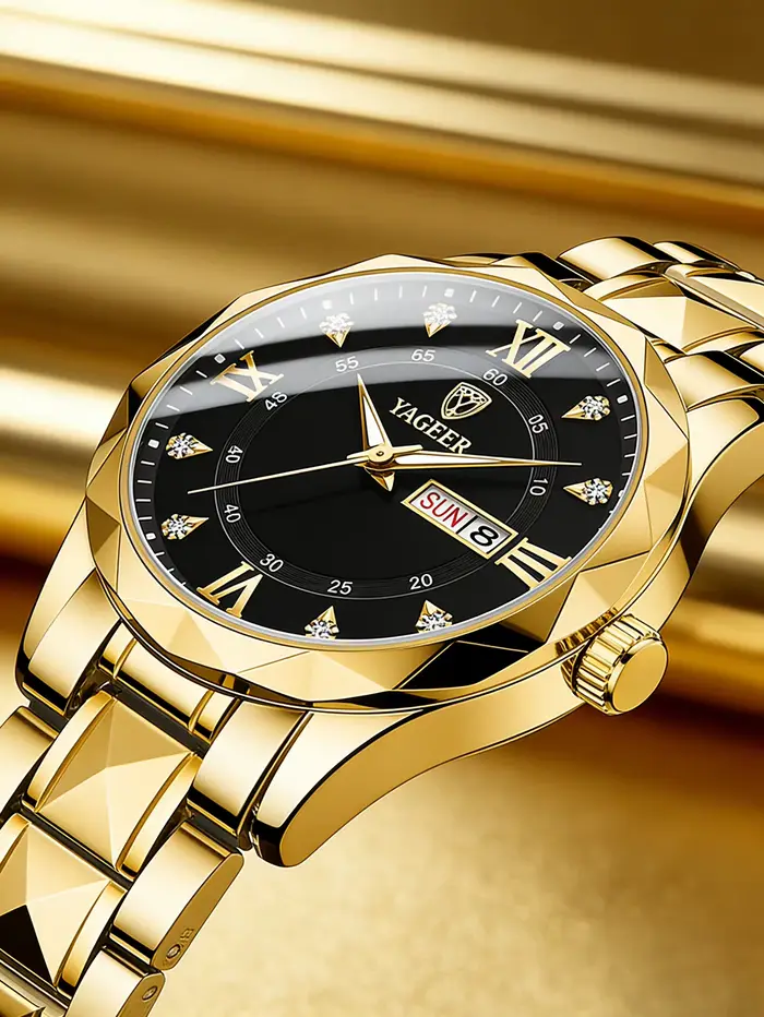 Montre à quartz lumineuse pour homme en acier inoxydable