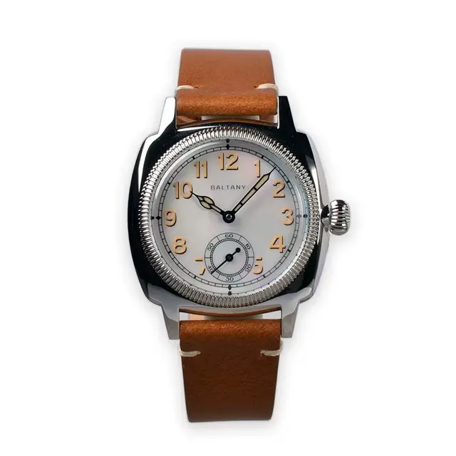 Baltany hommes montre pilote militaire 36mm rétro montres manuel vent mécanique montre-bracelet saphir 200M étanche C3 lumineux ST1700