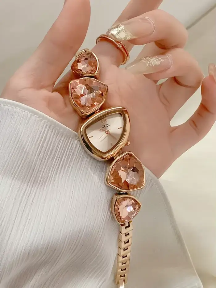 Montre à quartz rose pour femmes