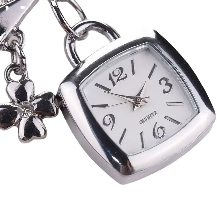 Montres pour femmes avec lettres strass incrusté chaîne Bracelet fleur pendentif montre-Bracelet dames robe