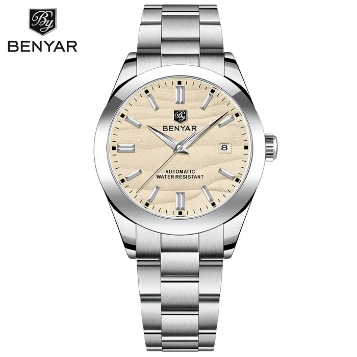 BENYAR 2024 sable Dia 40MM montre mécanique pour hommes d'affaires en acier inoxydable 316L Simple 5Bar étanche