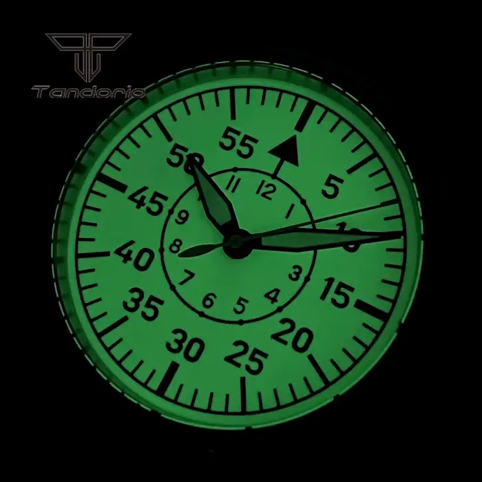 Tandorio cadran entièrement lumineux 39mm montre pilote mécanique pour hommes automatique mis5 8215 PT5000 montre-bracelet en acier AR saphir cristal