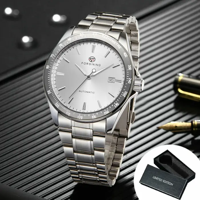 Forsining Business montre mécanique automatique pour hommes calendrier haut de gamme bracelet en acier inoxydable mode