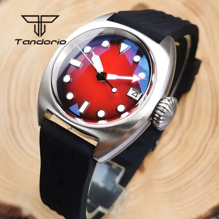 Tandorio-Montre existent de Plongée pour Homme et Femme, Bracelet en Caoutchouc Shoous, Double Dôme