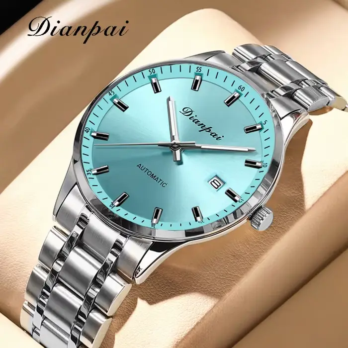 Dianpai nouvelle montre mécanique entièrement automatique pour hommes calendrier en acier inoxydable
