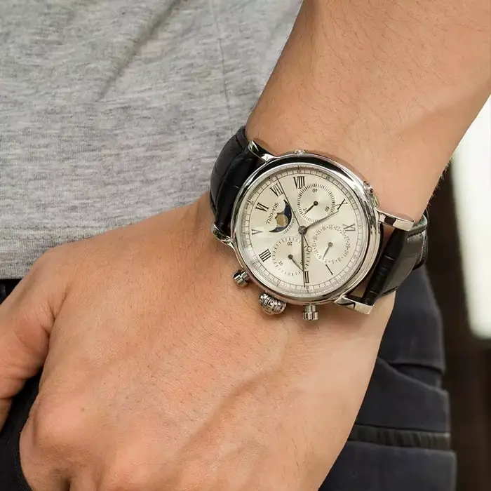 Seagull Master Series montre mécanique manuelle de luxe Phase de lune chronographe calendrier complet montre-bracelet 41mm saphir M199s