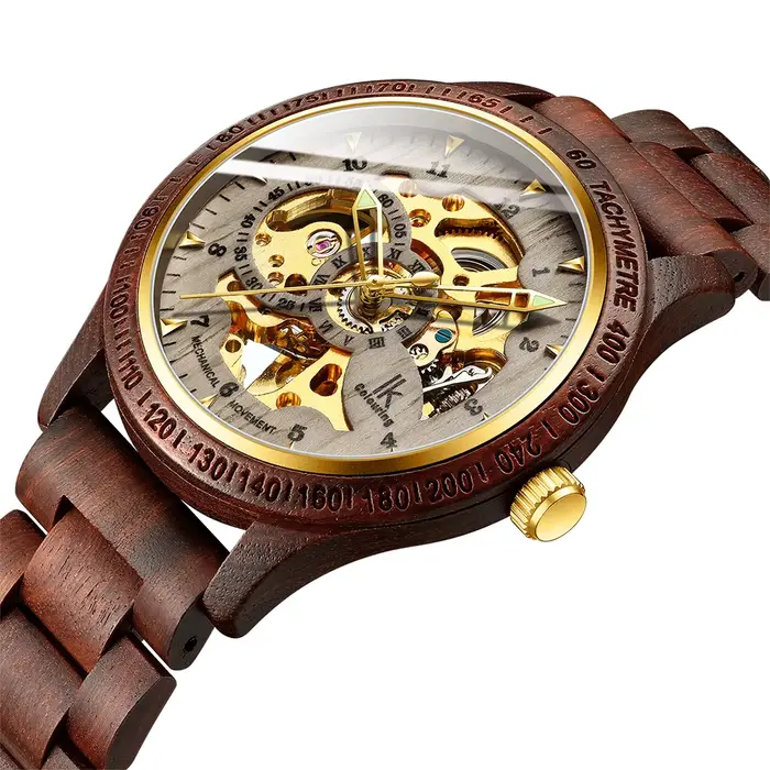 Montre mécanique automatique en bois pour homme