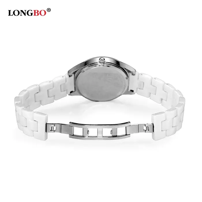 Longbo montre de luxe pour femmes grande marque en céramique blanche diamant étanche montre-bracelet à Quartz Relogio Feminino часы жletiе.05..05.