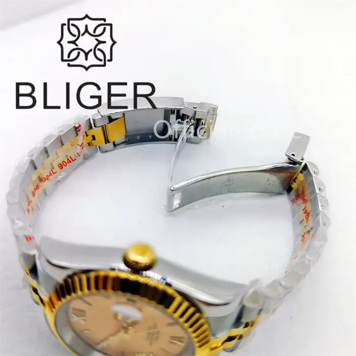 Montre-bracelet à cadran doré pour homme