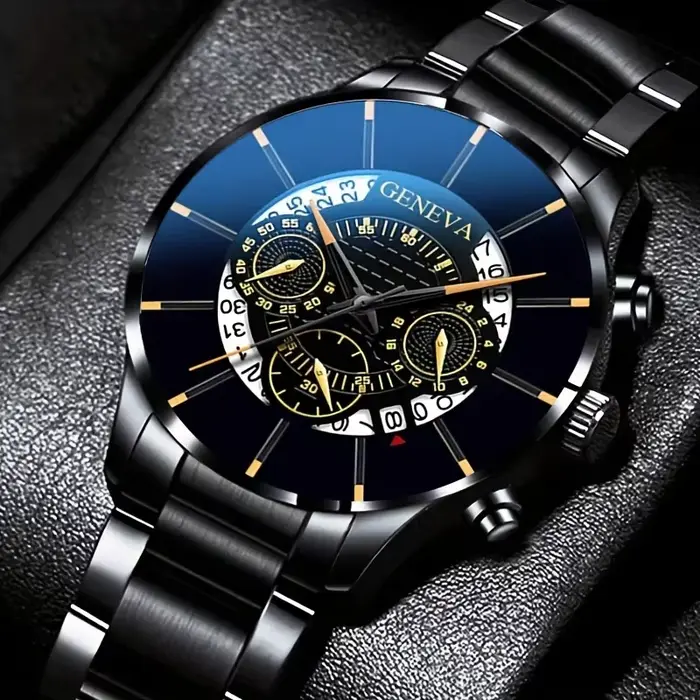 Montre RUNERR à Quartz avec Bracelet en Acier Inoxydable pour Homme Occasions Spéciales Elégante Fonction Calendrier