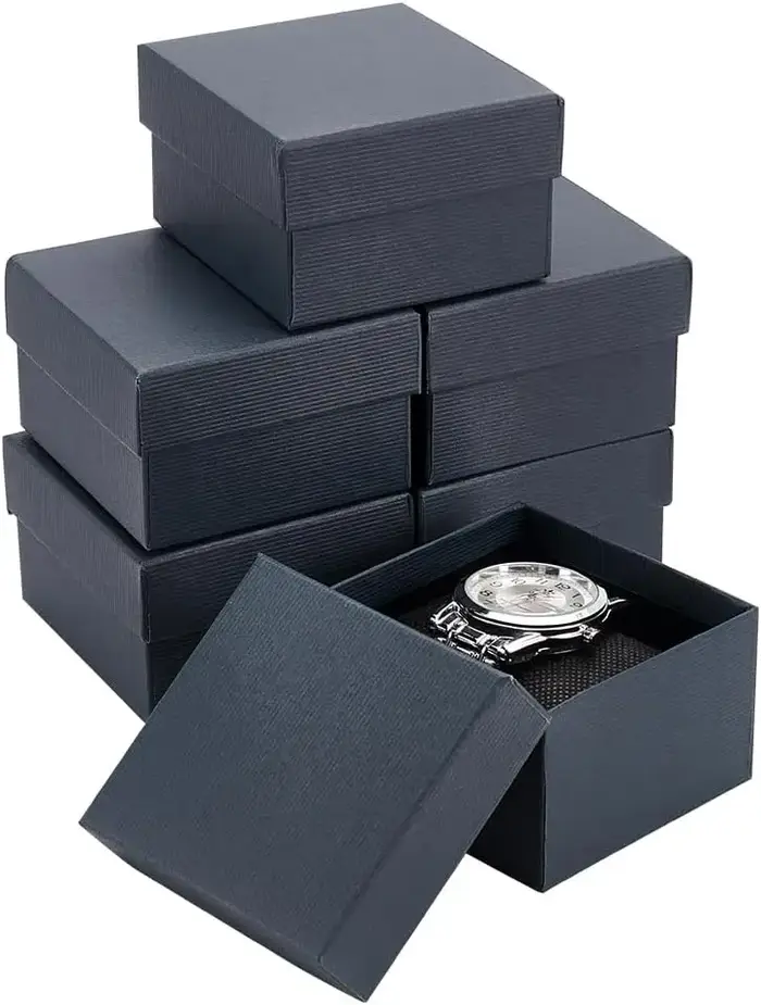 Boîtes de rangement de bijoux en carton kraft bronze pour montres bracelets et autres accessoires de mode occasions spéciales