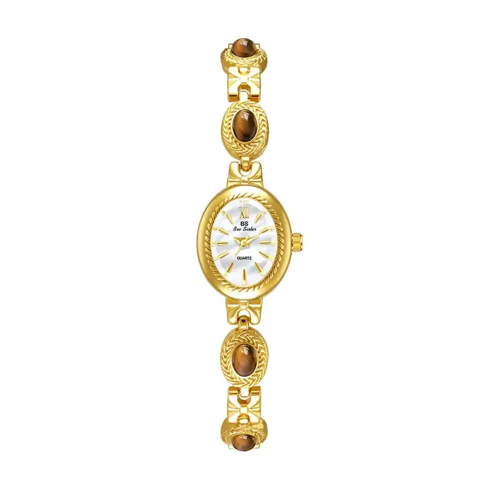 Montre pour femme Bracelet en Jade naturel Vintage petit cadran ovale or rétro montres marque de luxe femmes