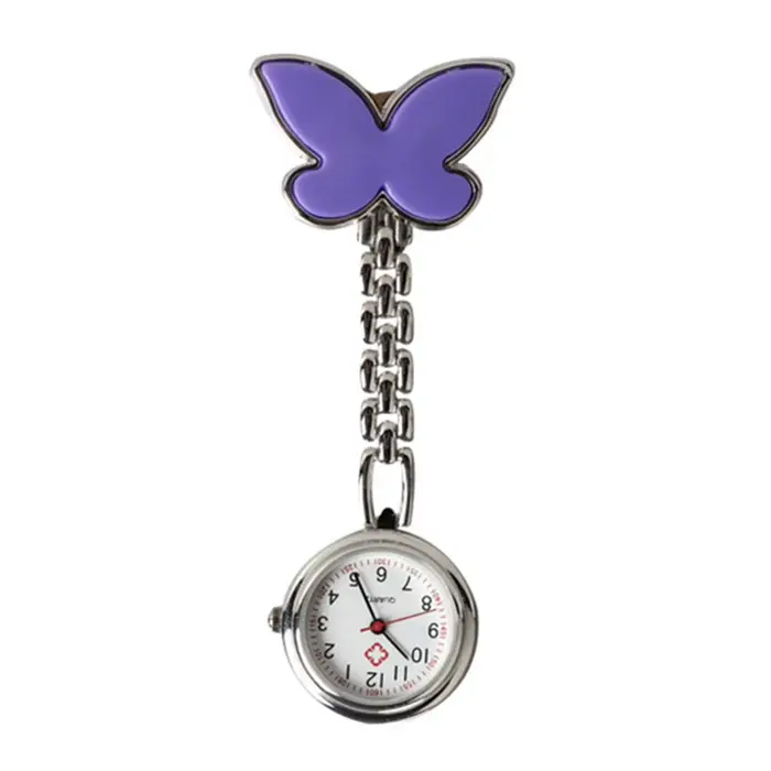 Montre de poche de Table d'infirmière papillon, avec broche à Clip, chaîne, montres à Quartz, penden