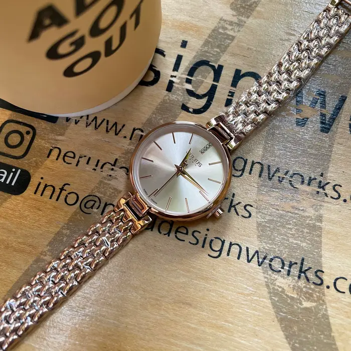 Montre en or rose pour femme – Montre-bracelet à quartz de qualité supérieure de style vintage