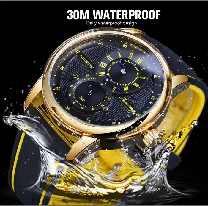 Montres FORSINING 366 de luxe à mouvement mécanique automatique squelette pour hommes
