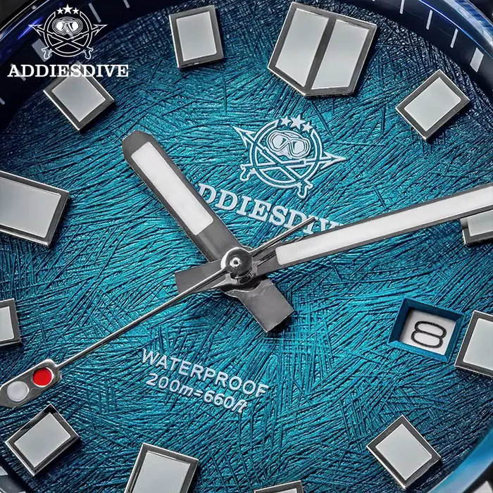ADDIESDIVE hommes montre verre saphir AR enduit montres à Quartz lumineux 200m étanche tortue plongeur