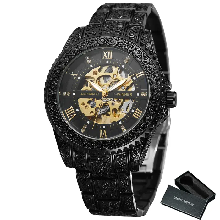 WINNER Montre mécanique squelette rétro royale pour homme